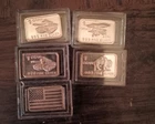 Lot of  5 × 1 Gram Pure Silver Bullion Bars.     .999 Fine