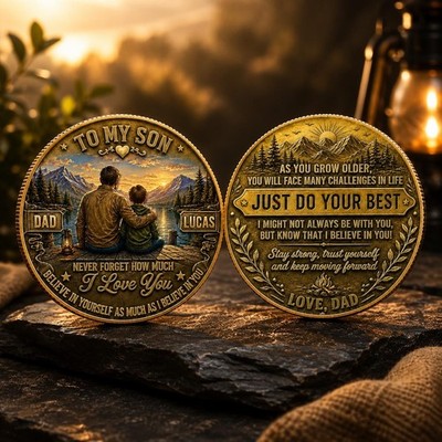 Personalized To My Son/Daughter Challenge Coin, Custom Name Gift from Dad