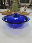 Vintage Anchor Hocking Cobalt Blue Glass 2 Qt Casserole Dish w Lid MCM Decor