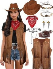 Cowgirl Costume for Women Retro Fringe Vest Cowboy Outfits - 8 pieces