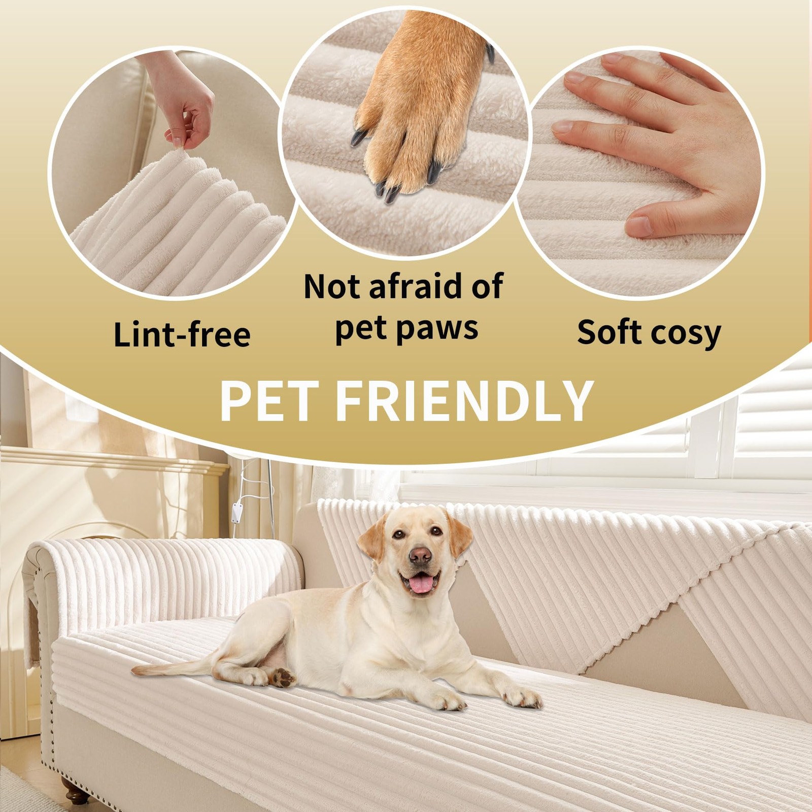 Waterproof Couch Cover for Dogs Washable,Fuzzy Pet Couch Covers for Sofa,Thic... thumbnail 4