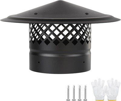 6 Inch Chimney Cap,Cone Top Chimney Cap with Screen,Roof Rain Wood Stove Pipe Co