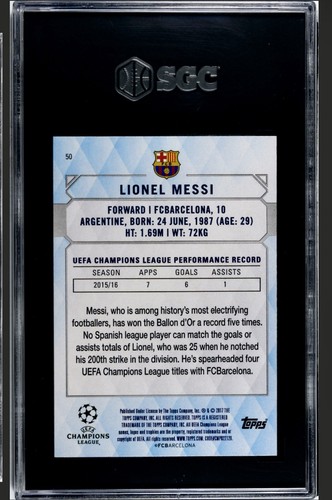 2016-17 Topps UEFA Showcase Lionel Messi Orange SP SGC 9 - Picture 2 of 2