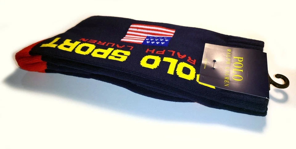 Носки короткие спортивные Polo упаковка 3 шт. - Ralph Lauren с флагом США белые, желтые, синие - Изображение 4 из 4