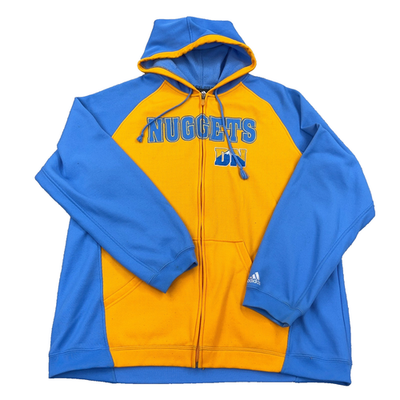 adidas DENVER バスケットボール ウォームアップウェア XL Denver Nuggets Hoodie Men XL Blue Yellow Full Zip Jacket Adidas