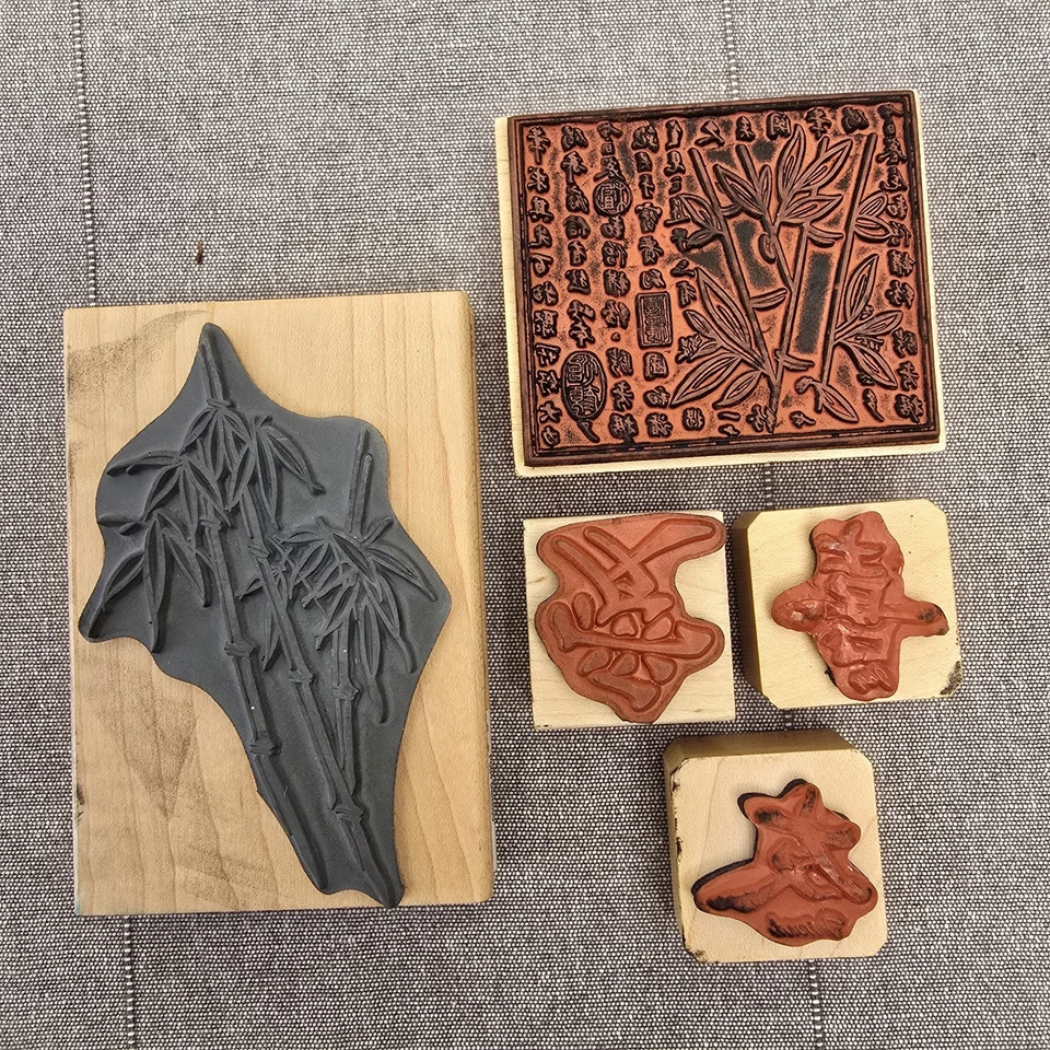 Estampillas de goma asiáticas de bambú estampillas, amor chino, alegría, sello de amigo  Foto 2 de 4