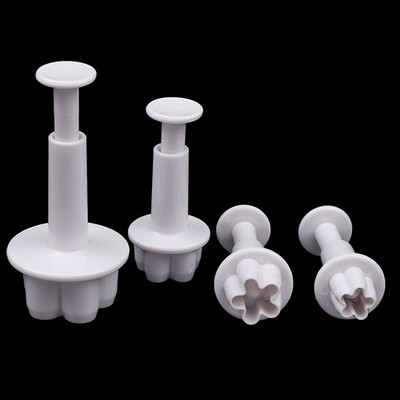 4Pcs Plum Flower Fondant Cake Cutter Plunger Cookie Mold Decorating Candy Mo~QH