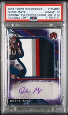 2024 Topps Resurgence - Rookie Patch Auto Drake Maye Purple Surge Refractor /75 