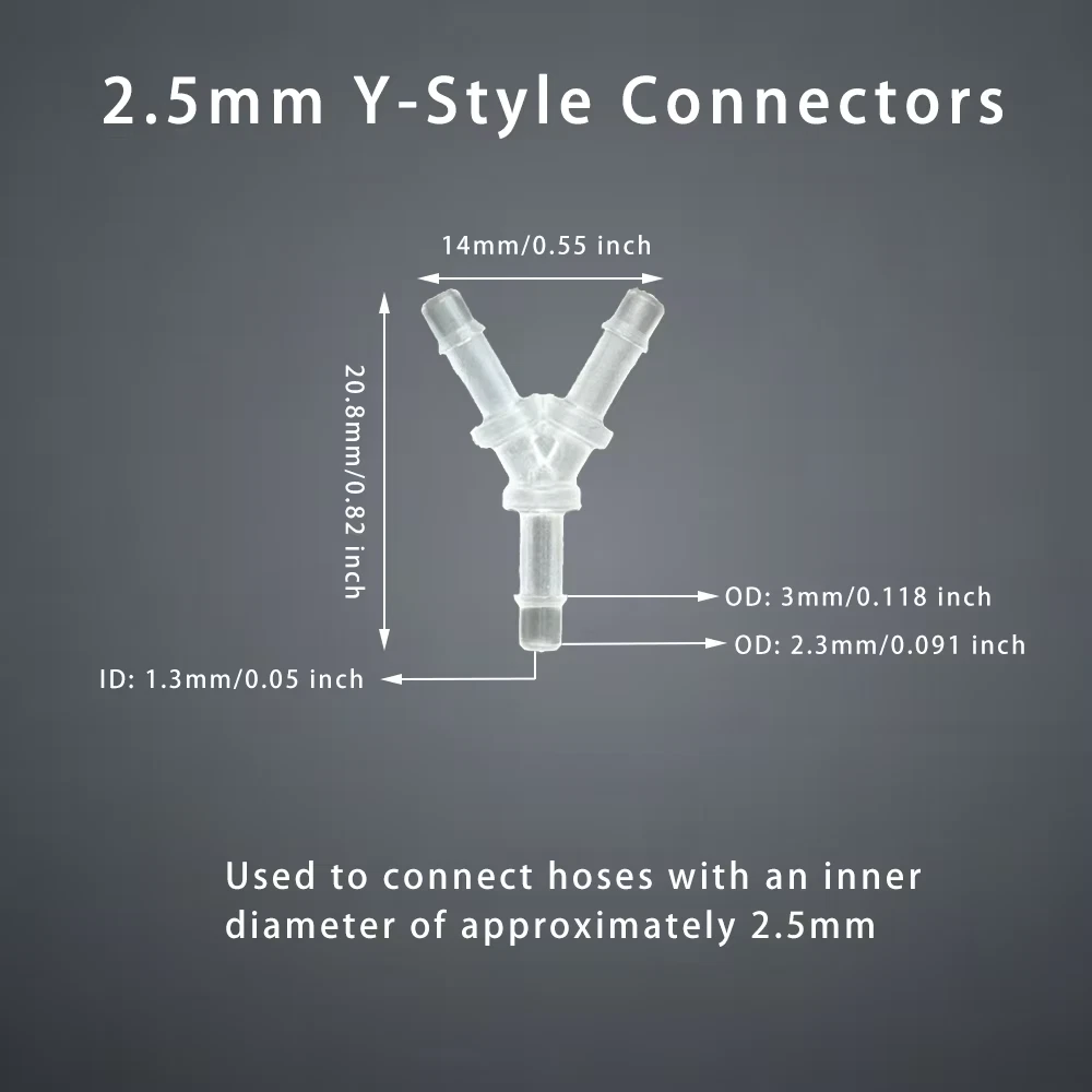 5Pcs Tee Connector Hose Barb Fitting Y Shaped Air Water Flow Splitter Plastic Tu