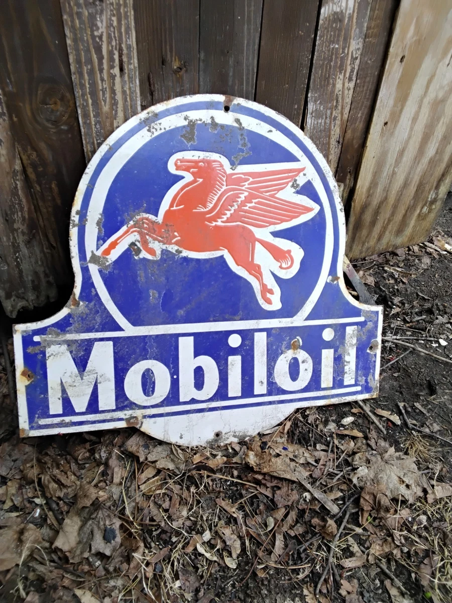 Mobil Pegasus Sign Porcelain In Collectible Gas & Oil Advertising