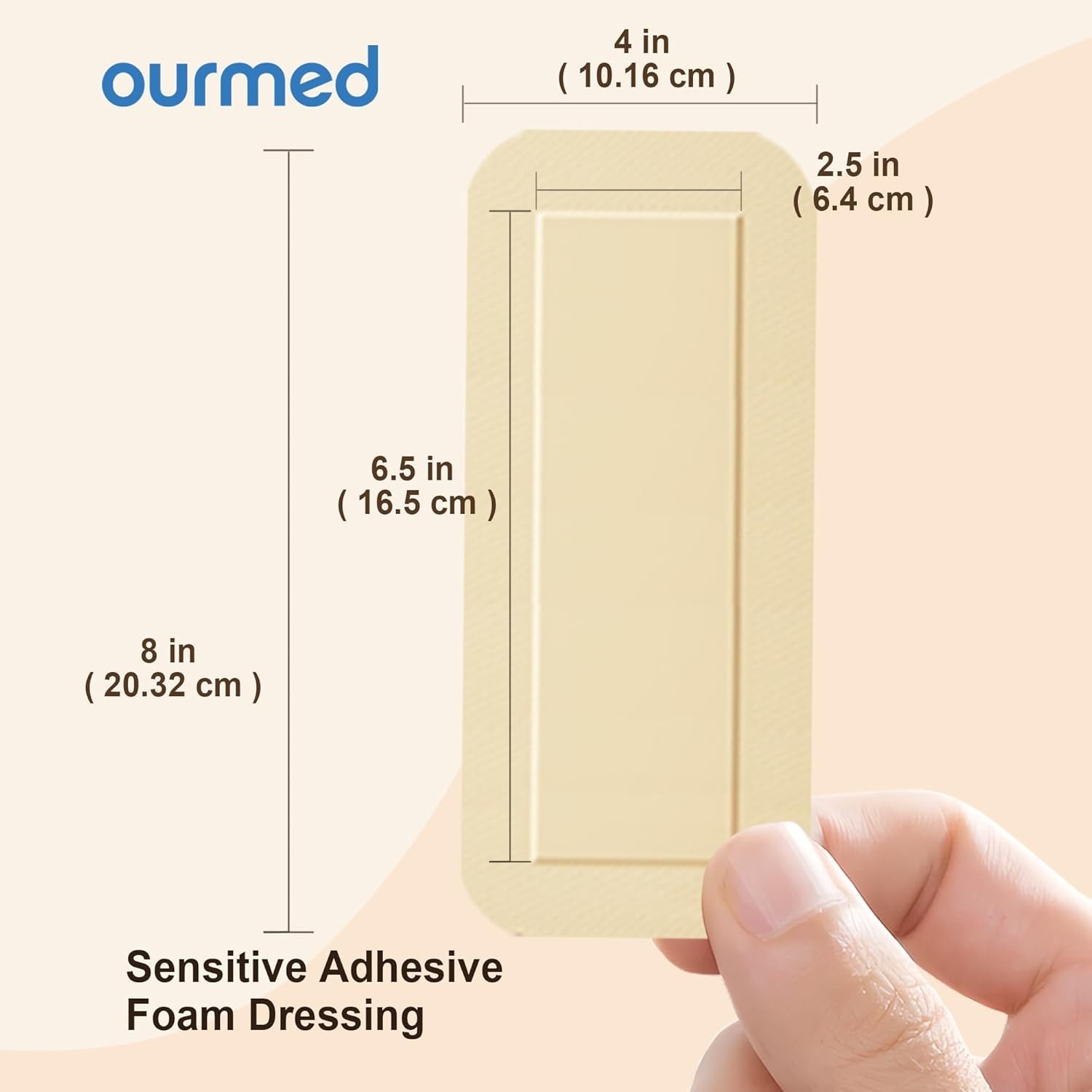 Silicone Foam Dressings 4"x 8" (10 Pack) with Gentle Adhesive Border - Free Ship