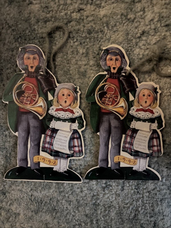Vtg Byers Choice 6” Ornament Joyful 4 Pcs Carolers Joy To The World 1992 Die Cut