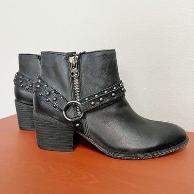 OTBT Emery Genuine Leather Studded Bootie Charcoal Gray Size 10 Moto