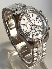 MICHAEL KORS MK7243 Lexington Lux Pavé Silver-Tone Chronograph Watch BNWT  $275