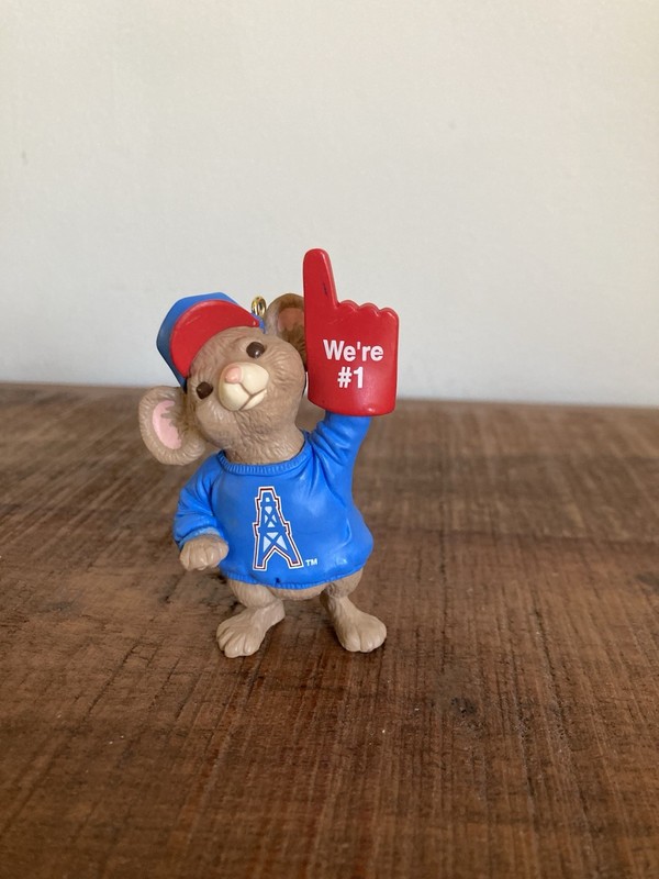 Vintage 1996 Houston Oilers Hallmark We’re #1 Mouse Ornament