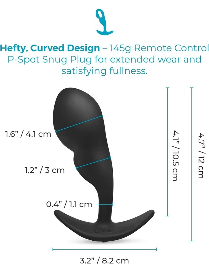 B-Vibe Control Remoto Punto P Recargable Silicona Butt Plug 145g con Base de Succión Foto 3 de 4