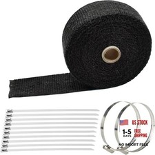 2" x 50' Titanium Exhaust Heat Wrap for Motorcycle Car,Fiberglass Exhaust Black