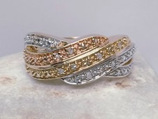 Size P Sterling Silver 925 Ring small clear stones white rose gold coloured ring