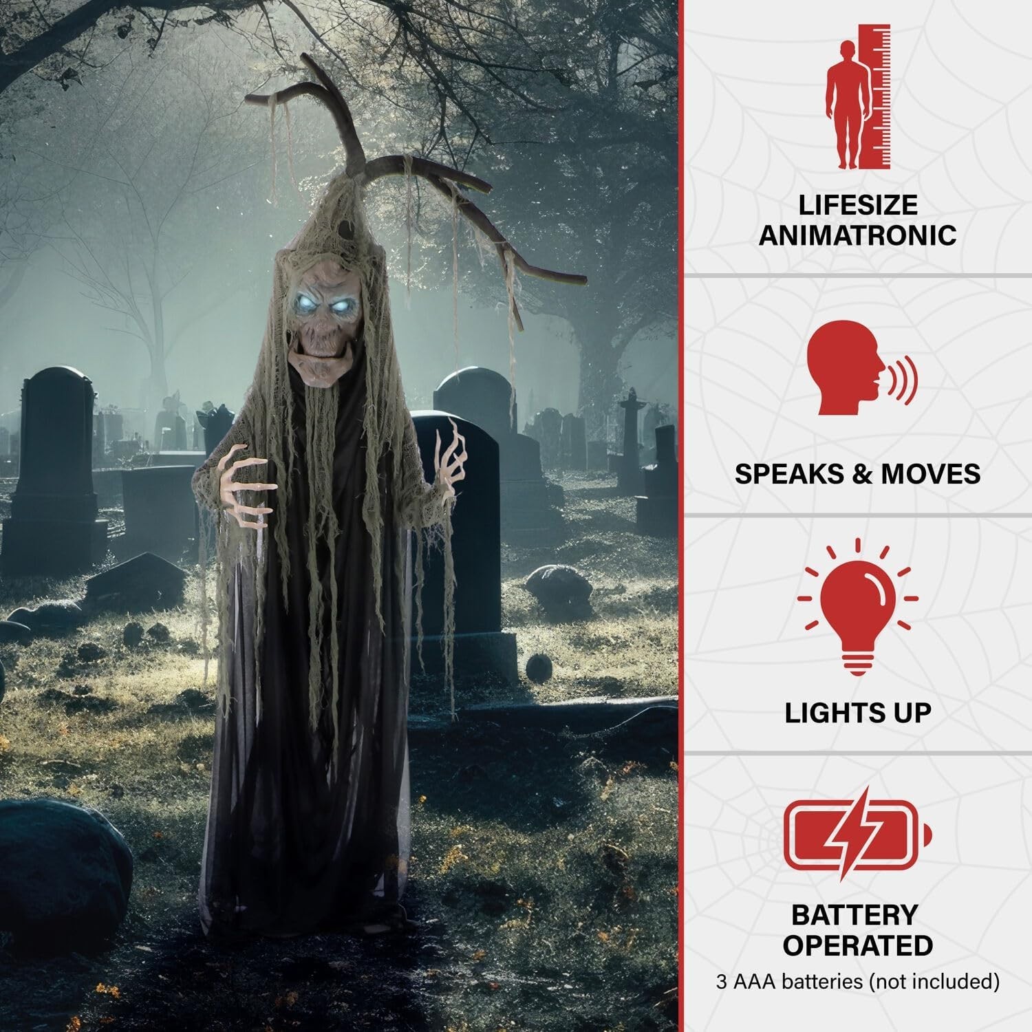 Haunted Hill Farm Life-Size Haunted Talking Tree Halloween Animatronic with