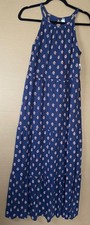 NWT Old Navy M Halter Maxi Sundress Dress Blue Red Floral Boho Rayon Flowy
