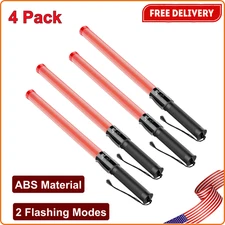 4 Pack Traffic Wand, 21 in LED Light Traffic Control Wands with 2 Flashing Modes