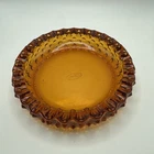Vintage Fenton Ambering  and Hobbail Ashtray Trinket Dish Glows Orange 6.5”