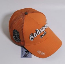Godspeed Orange Trucker Hat Mesh Back Skull Patch Adjustable One Size