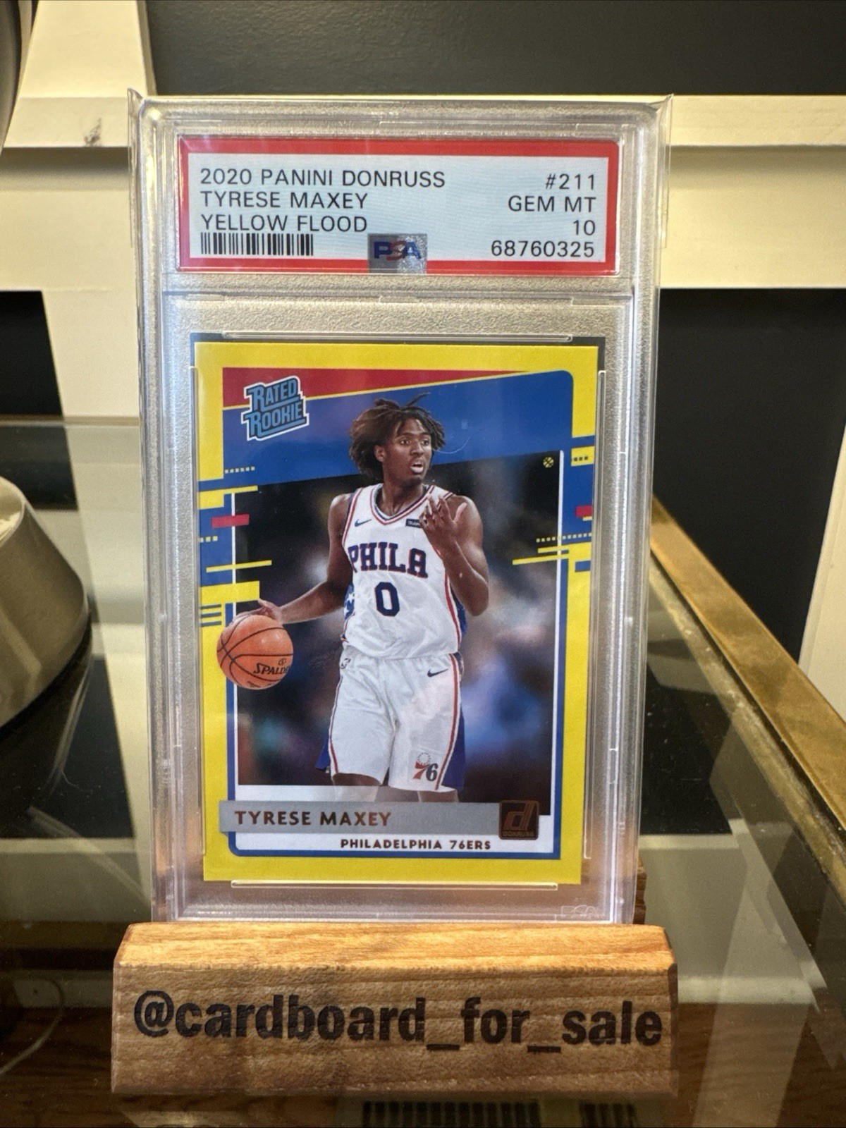 Tyrese Maxey ~ 2020 Donruss Yellow Flood RC SP #211 ~ PSA 10 Gem Mint ~ Low Pop