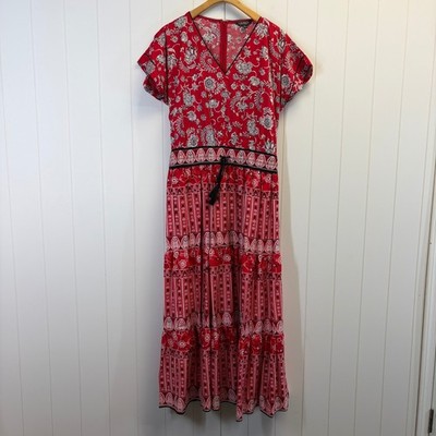Lauren Ralph Lauren Boho Paisley Tiered Maxi Dress Women Size 12 Cottage Summer