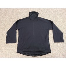 Athleta Sweatshirt Womens Medium Black Turtleneck Pullover Fleece Lined Pockets