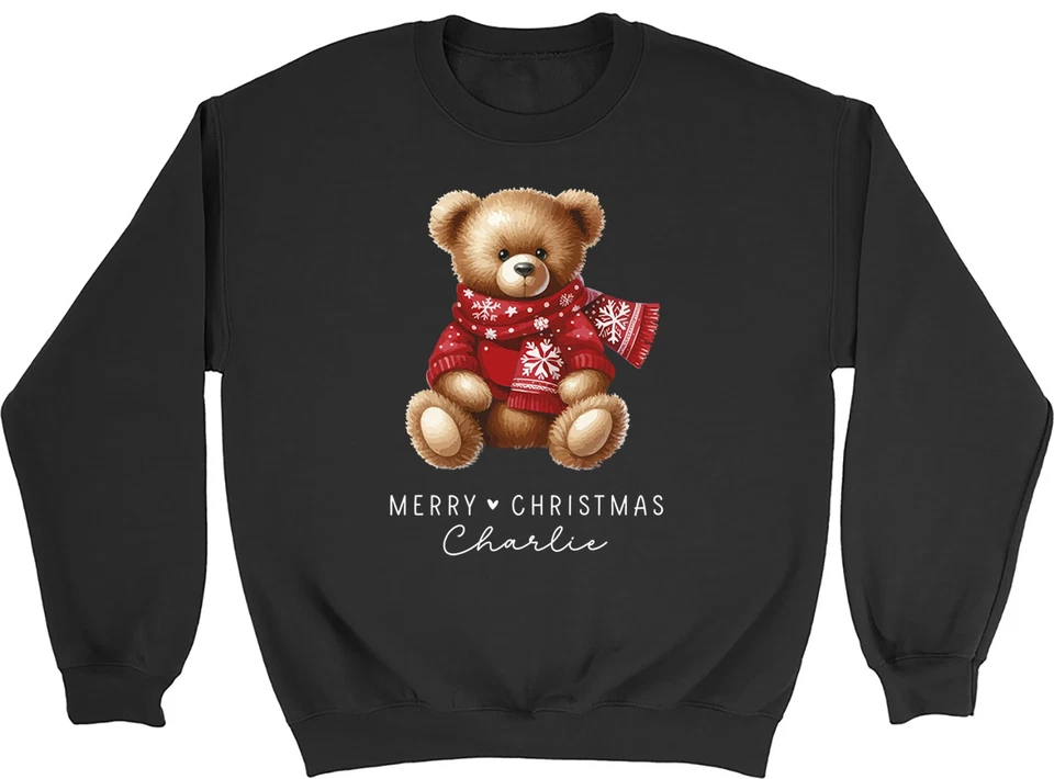 BABY ORIGINALS Personalisiert Frohe Weihnachten beliebiger Name Teddybär Kinder Sweatshirt Geschenk Pullover