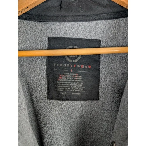 Game Theory Theory Wear Mens L Grey Black Snap Button Varsity Hoodie Sweatshirt image 3