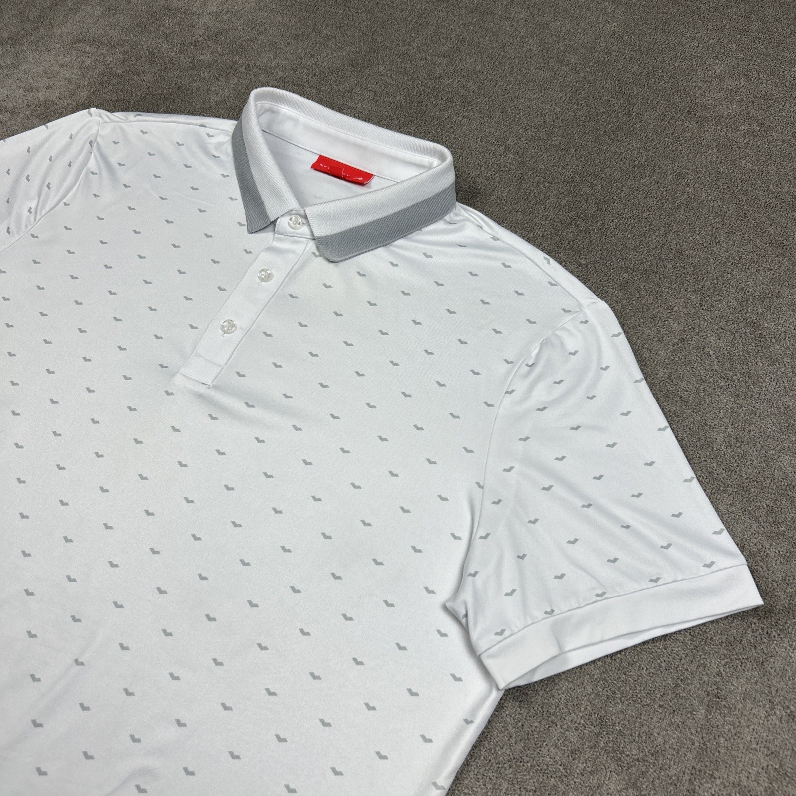 Redvanly Polo Shirt Mens XL White AOP Abstract Stretch Golf Performance Casual