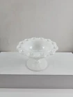 Vintage Anchor Hocking Old Colony Lace Edge Milk Glass Pedestal Candy Dish 3"