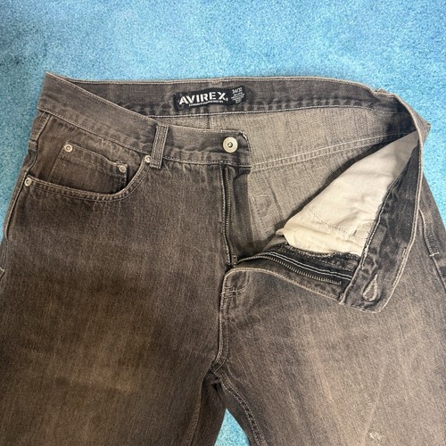 Avirex Jeans Men 34x32 Gray Straight Leg Fits 32x30 Vintage Y2K 100% Cotton - Picture 10 of 17