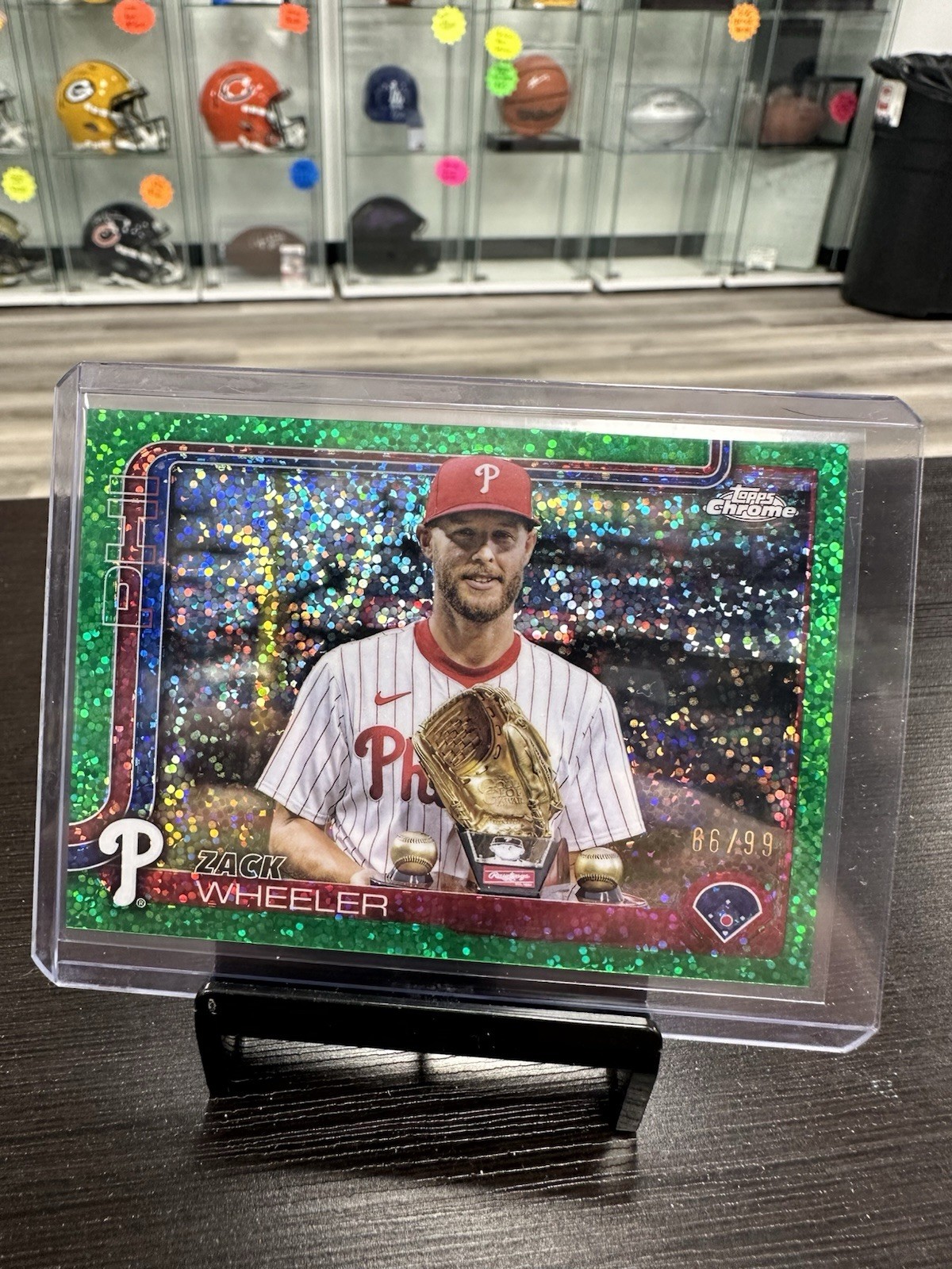 2025 Topps Chrome Baseball Zack Wheeler Image Variation Green Speckle /99 #189