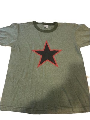 Vintage 90s Ringer Tee T Shirt Rothco Red China Star USA rage Against Machine S
