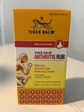 Tiger Balm Arthritis Rub Effective Pain Relieving Cream Menthol Alcohol-Free 4oz