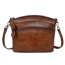 Crossbody Bags for Women Genuine Leather Purses with Multi-Pockets Coffee