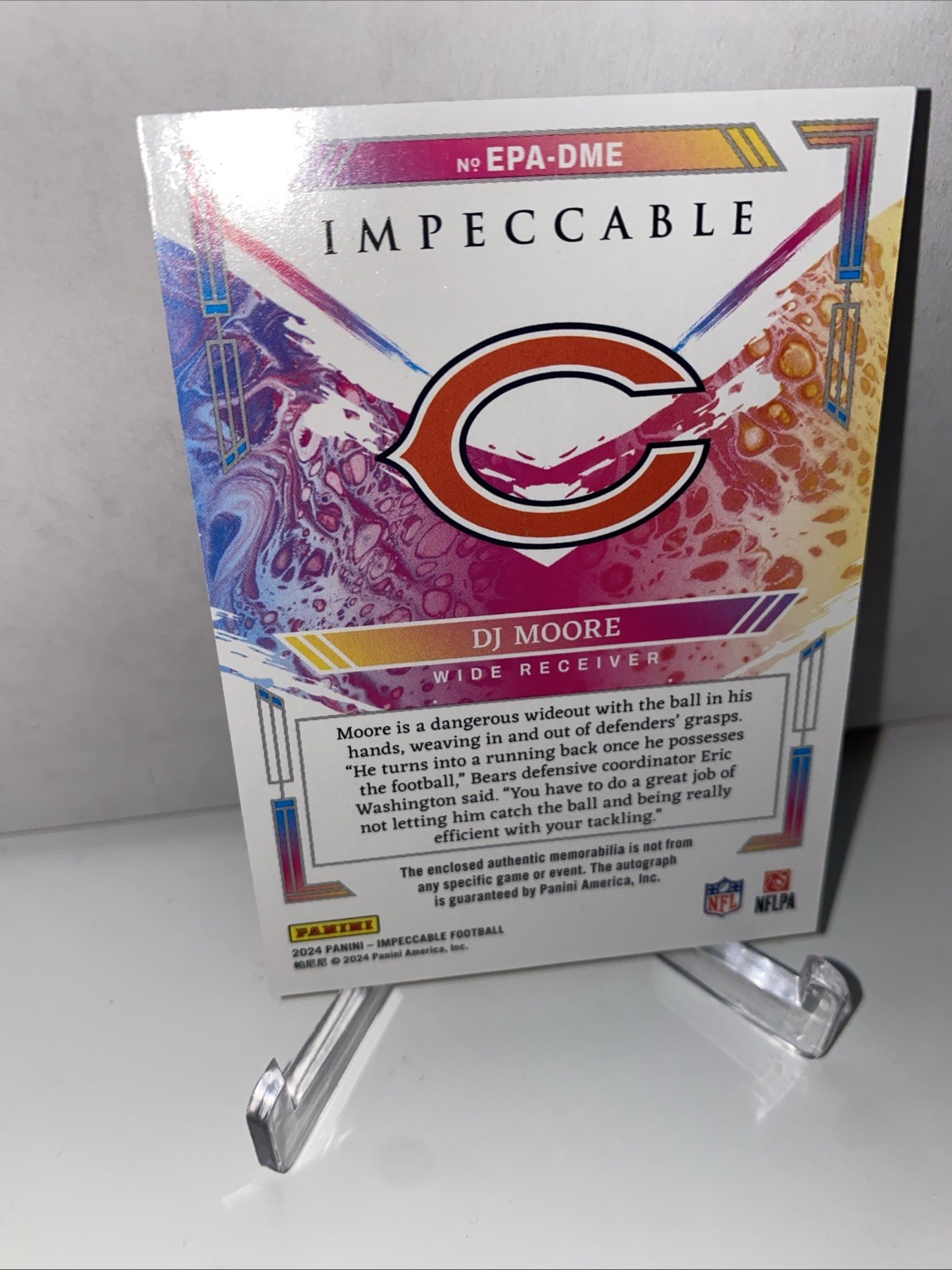 DJ MOORE TRUE 1/1 NFL SHIELD LOGO PATCH AUTO 2024 IMPECCABLE AUTOGRAPH BEARS view 7
