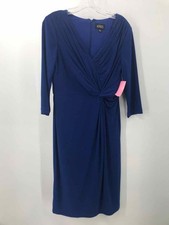 Pre-Owned Adrianna Papell Blue Size 8 Knee Length Long Sleeve Dress