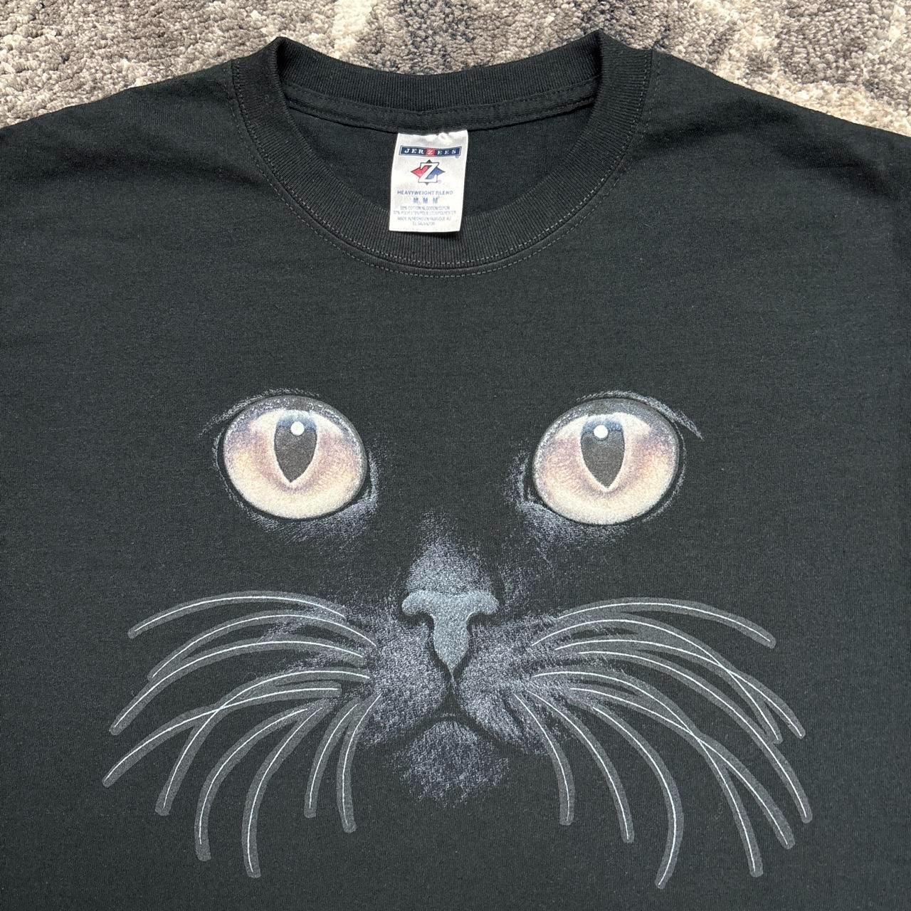 Vintage Black Cat Shirt Adult Medium 90s Y2K Art Kitten Kitty Pets 2000s Animals