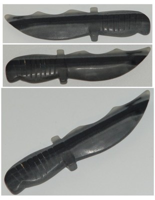 5.25  Tai Chi Stone Knife (70g) Yin Yang Carved Dagger Black Gray Blade