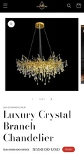 US.CHANDELIER Luxury Gold Linear Crystal Chandelier 40" - New/Open Box