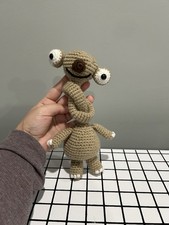 Handmade Crocheted Stuffed Animal, Small, Long Neck, Unique Design, Brown
