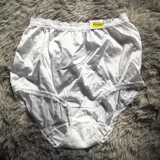 Shiny Nylon Cotillion Granny Panties Size 6 White NWT Cotton Gusset