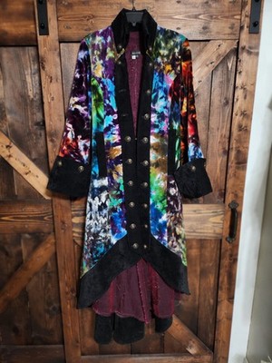 EXTREMELY RARE Samiah Velvet Multicolor Art To Wear Victorian Long Coat US 5 NEW