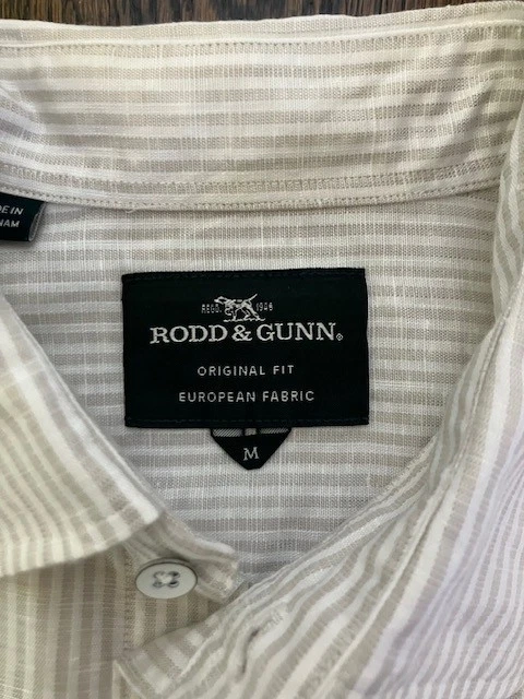 Новый с Ярлыками RODD & GUNN Sports Fit 100% льняной розовый синий в полоску длинным рукавом рубашка Sz M - Изображение 4 из 4