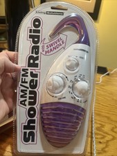Living Solutions Purple  White AM/FM Shower Radio with Swivel Handle Model: 611