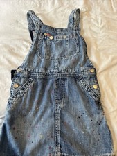 Polo Ralph Lauren Girls Blue Denim Paint Splash Overall Dress Size 6